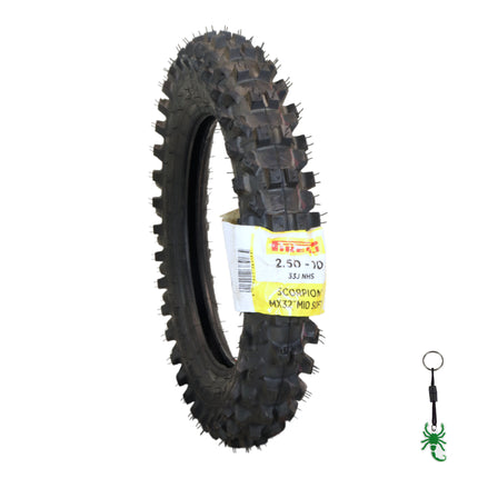 Pirelli Scorpion 2.50-10 33J MX32 Mid Soft Front Motocross Dirt Bike Tire with Keychain