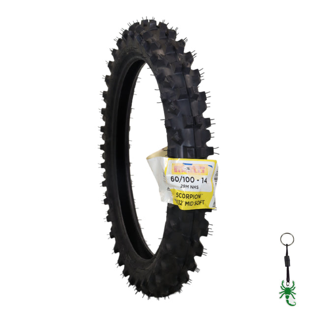 Pirelli Scorpion 60/100-14 29M MX32 Mid Soft Front Motocross Dirt Bike Tire with Keychain