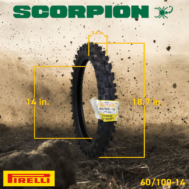 Pirelli Scorpion 60/100-14 29M MX32 Mid Soft Front Motocross Dirt Bike Tire with Keychain
