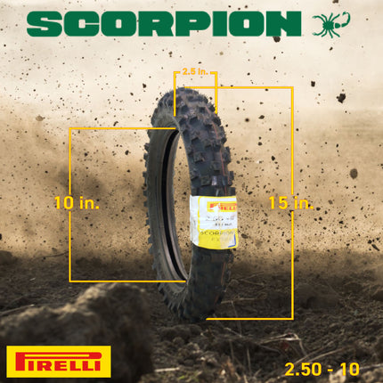 Pirelli Scorpion MX Extra J 2.50-10 33J Tube Type Front Motorcycle Tire with Inner Tube, High-Performance Pit Bike Motocross Tire for Enhanced Traction and Durability