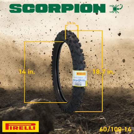 Pirelli Scorpion MX Extra J 60/100-14 Tube Type Front Motorcycle Tire, High-Performance Off-Road Motocross Tire for Enhanced Traction and Durability