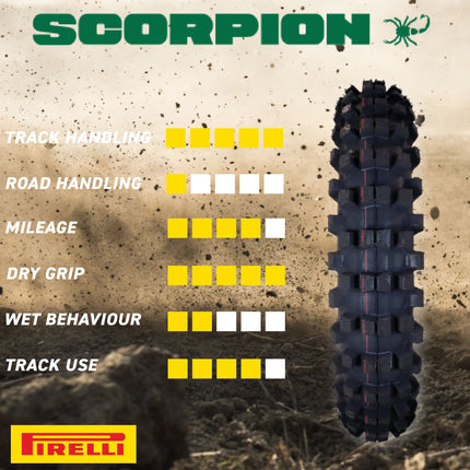 Pirelli Scorpion MX Extra J 60/100-14 Tube Type Front Motorcycle Tire, High-Performance Off-Road Motocross Tire for Enhanced Traction and Durability