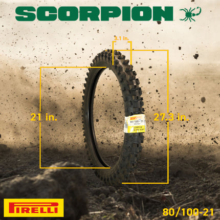 Pirelli Scorpion MX32 Mid Soft Motocross Tire Set - 80/100-21 Front & 110/90-19 Rear Bias Tube Type Dirt Bike Tires - Professional Off-Road Racing Combo for Soft Terrain - Includes Pirelli Keychain