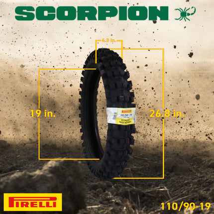 Pirelli Scorpion MX32 Mid Soft Motocross Tire Set - 80/100-21 Front & 110/90-19 Rear Bias Tube Type Dirt Bike Tires - Professional Off-Road Racing Combo for Soft Terrain - Includes Pirelli Keychain