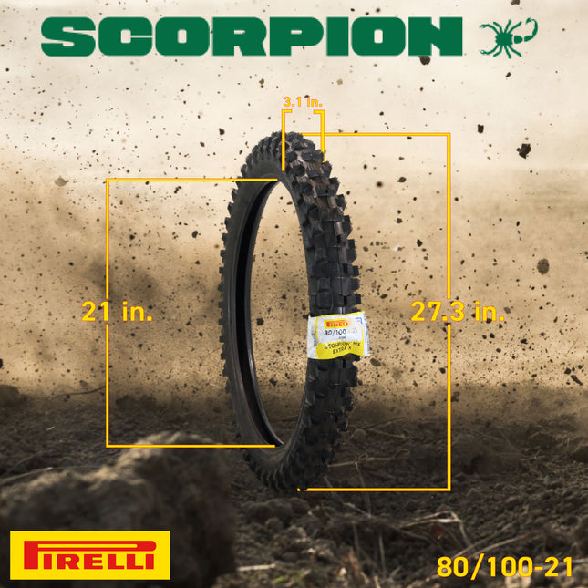 Pirelli Scorpion MX Extra X 80/100-21 51M Front & 110/90-19 62M Rear Tube Type Motorcycle Tires: Engineered for Motocross and Off-Road Training and Amateur Racing Performance with Keychain