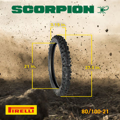 Pirelli Scorpion MX Extra X 80/100-21 51M Front & 110/90-19 62M Rear Tube Type Motorcycle Tires: Engineered for Motocross and Off-Road Training and Amateur Racing Performance with Keychain