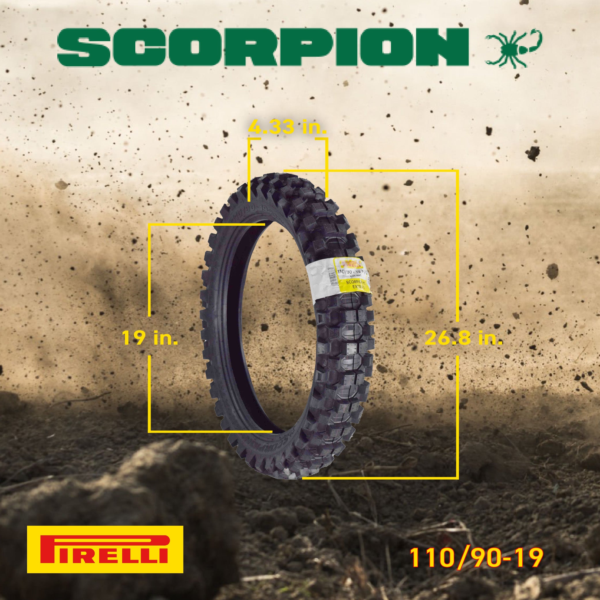 Pirelli Scorpion MX Extra X 80/100-21 51M Front & 110/90-19 62M Rear Tube Type Motorcycle Tires: Engineered for Motocross and Off-Road Training and Amateur Racing Performance with Keychain