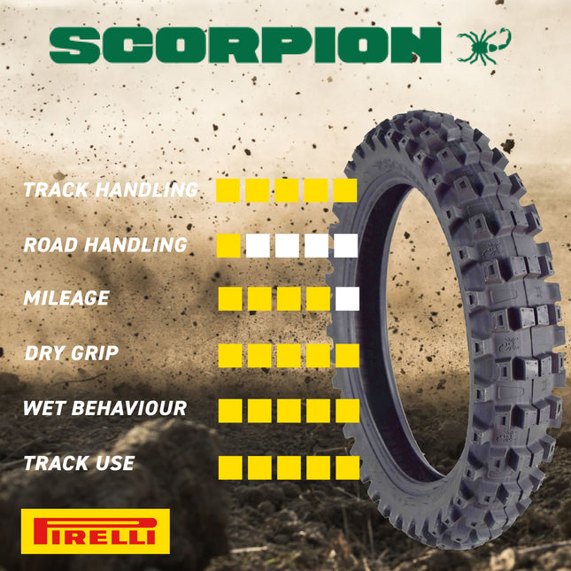 Pirelli Scorpion MX Extra X 110/90-19 62M NHS Rear Motocross Tire - Bias Ply Tube-Type Off-Road Training & Racing Tire for Mid-Soft to Mid-Hard Terrain (With Keychain)