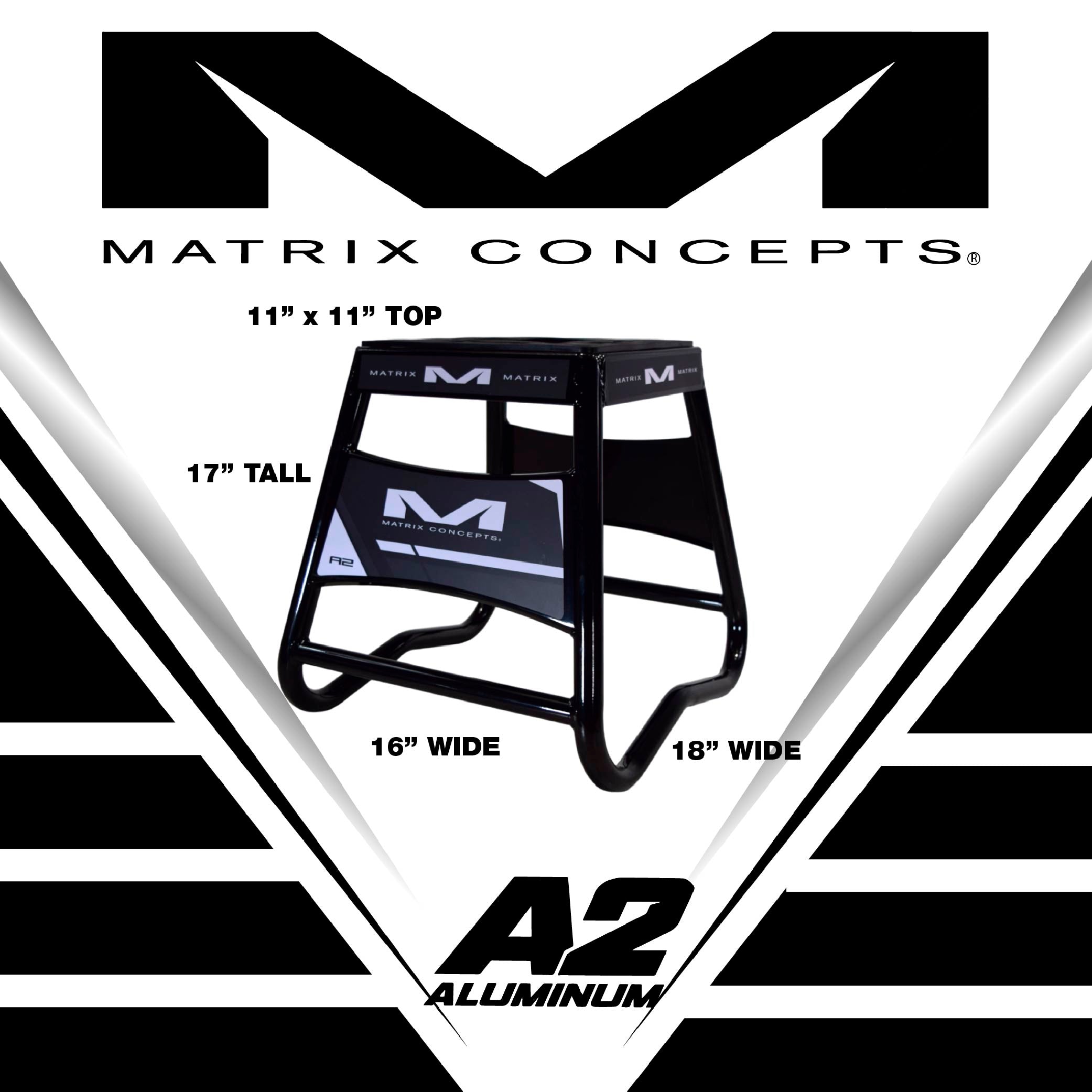 Matrix Concepts A2 Aluminum Motorcycle Stand – Black | Heavy-Duty Lightweight Alloy Dirt Bike Stand with Custom Matrix/Mass Depot Sticker Pack | Durable Design for Motocross, Off-Road & Garage Use