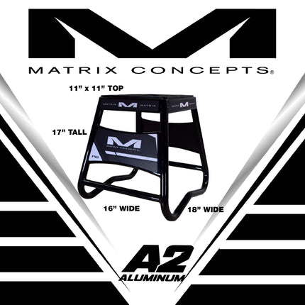Matrix Concepts A2 Aluminum Motorcycle Stand – Black | Heavy-Duty Lightweight Alloy Dirt Bike Stand with Custom Matrix/Mass Depot Sticker Pack | Durable Design for Motocross, Off-Road & Garage Use