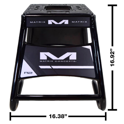 Matrix Concepts A2 Aluminum Motorcycle Stand – Black | Heavy-Duty Lightweight Alloy Dirt Bike Stand with Custom Matrix/Mass Depot Sticker Pack | Durable Design for Motocross, Off-Road & Garage Use