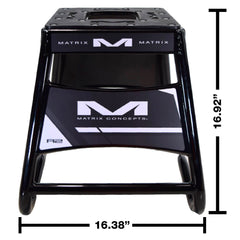 Matrix Concepts A2 Aluminum Motorcycle Stand – Black | Heavy-Duty Lightweight Alloy Dirt Bike Stand with Custom Matrix/Mass Depot Sticker Pack | Durable Design for Motocross, Off-Road & Garage Use