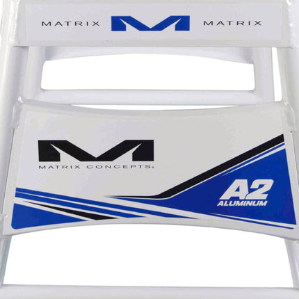 Matrix Concepts A2 Aluminum Motorcycle Stand w/ Mass Depot Sticker Pack – Blue | Lightweight Heavy-Duty 6063 Alloy Dirt Bike Stand for Motocross, Off-Road & Garage Use | Durable Non-Slip Top