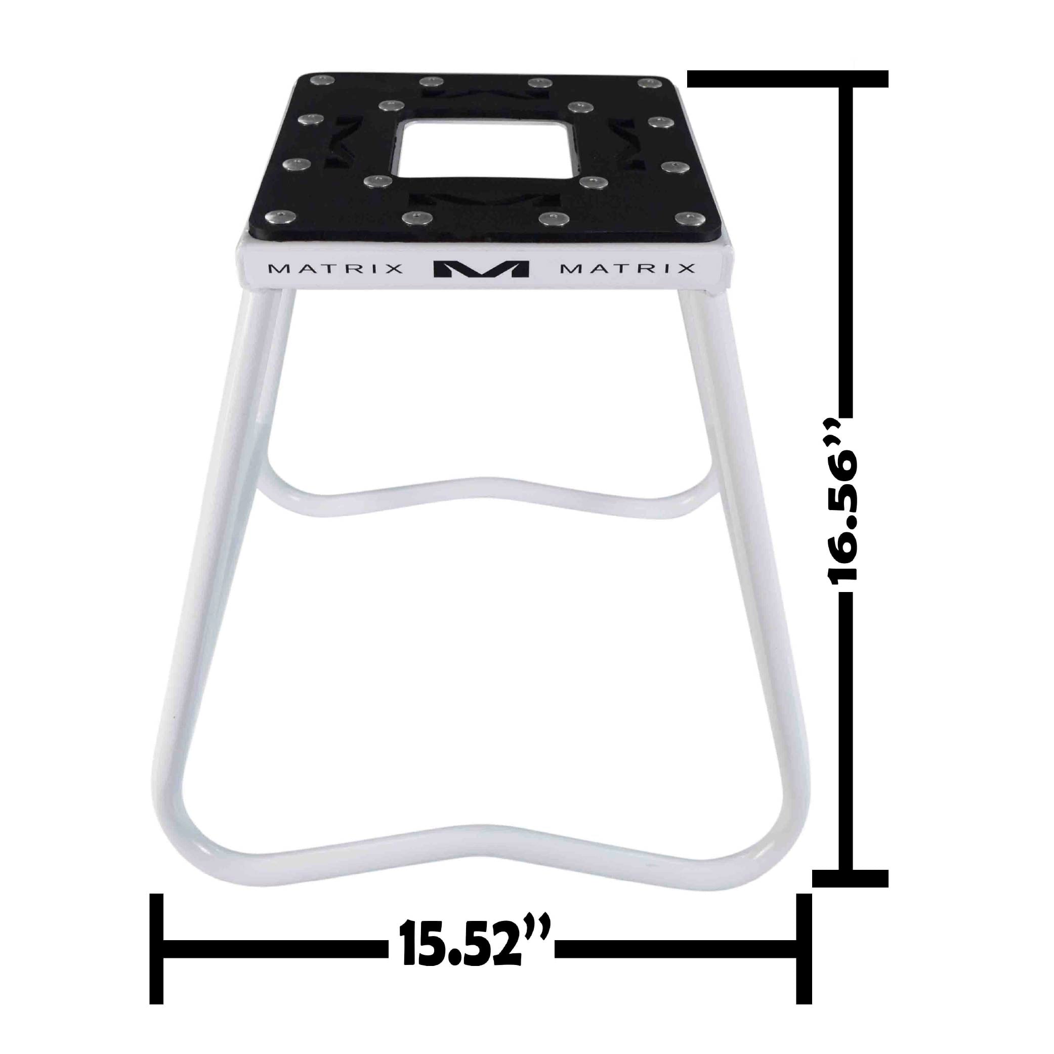 Matrix Concepts C1 Steel Stand /Mass Depot Sticker Pack - White | Heavy-Duty Carbon Steel Motorcycle Lift | 300 lb Capacity Motocross Dirt Bike Stand | Non-Slip Rubber Top