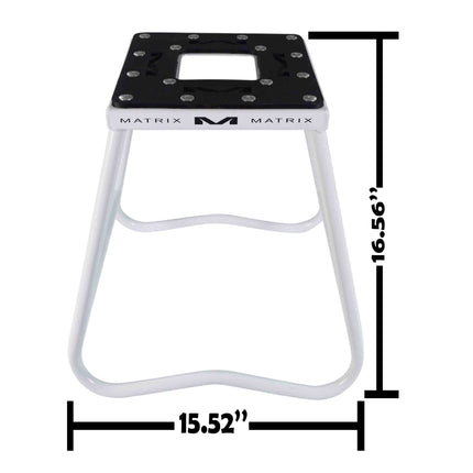 Matrix Concepts C1 Steel Stand /Mass Depot Sticker Pack - White | Heavy-Duty Carbon Steel Motorcycle Lift | 300 lb Capacity Motocross Dirt Bike Stand | Non-Slip Rubber Top