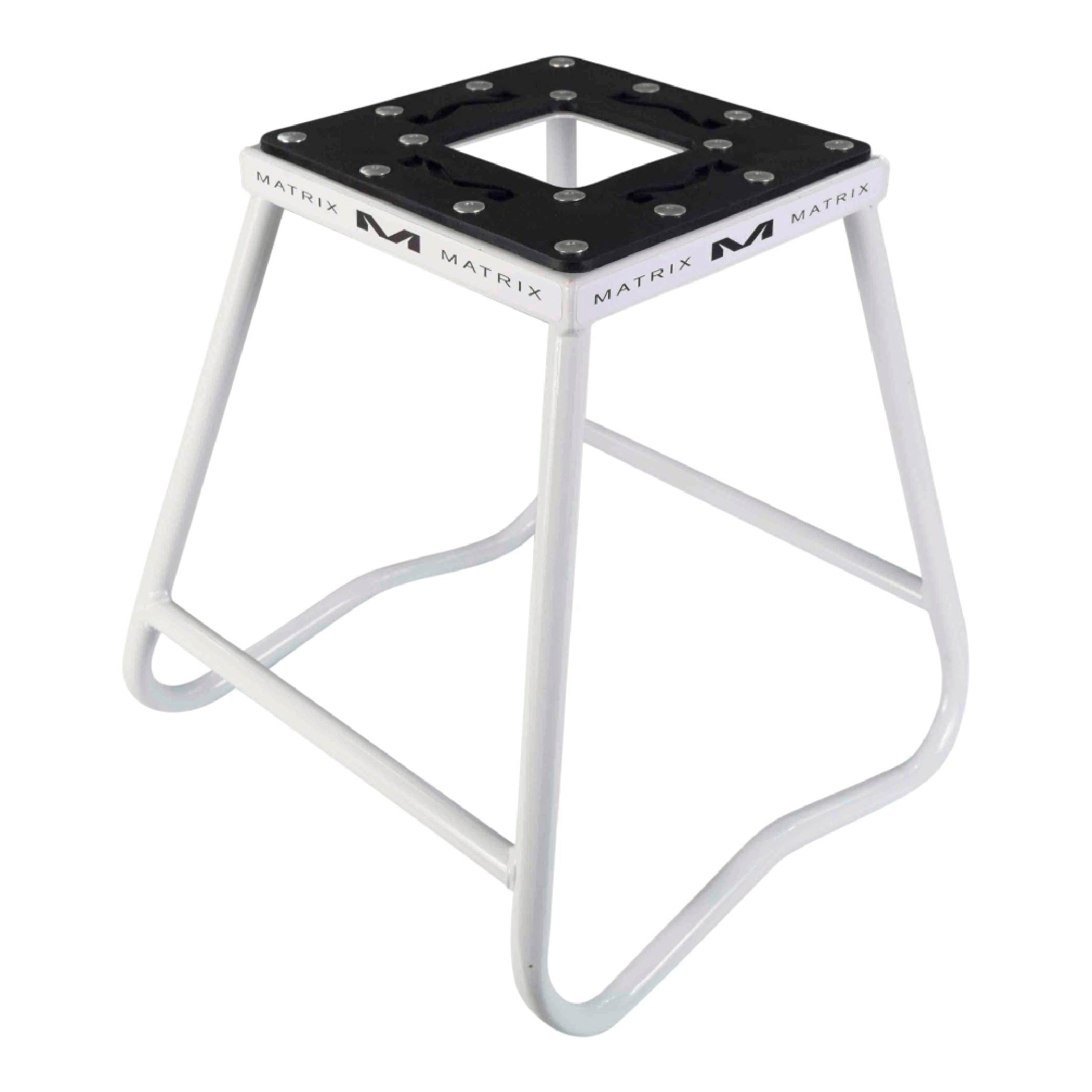Matrix Concepts C1 Steel Stand /Mass Depot Sticker Pack - White | Heavy-Duty Carbon Steel Motorcycle Lift | 300 lb Capacity Motocross Dirt Bike Stand | Non-Slip Rubber Top