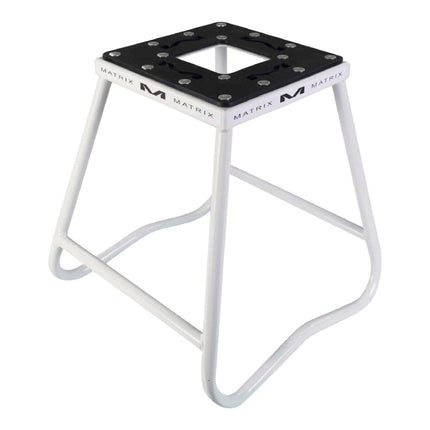 Matrix Concepts C1 Steel Stand /Mass Depot Sticker Pack - White | Heavy-Duty Carbon Steel Motorcycle Lift | 300 lb Capacity Motocross Dirt Bike Stand | Non-Slip Rubber Top