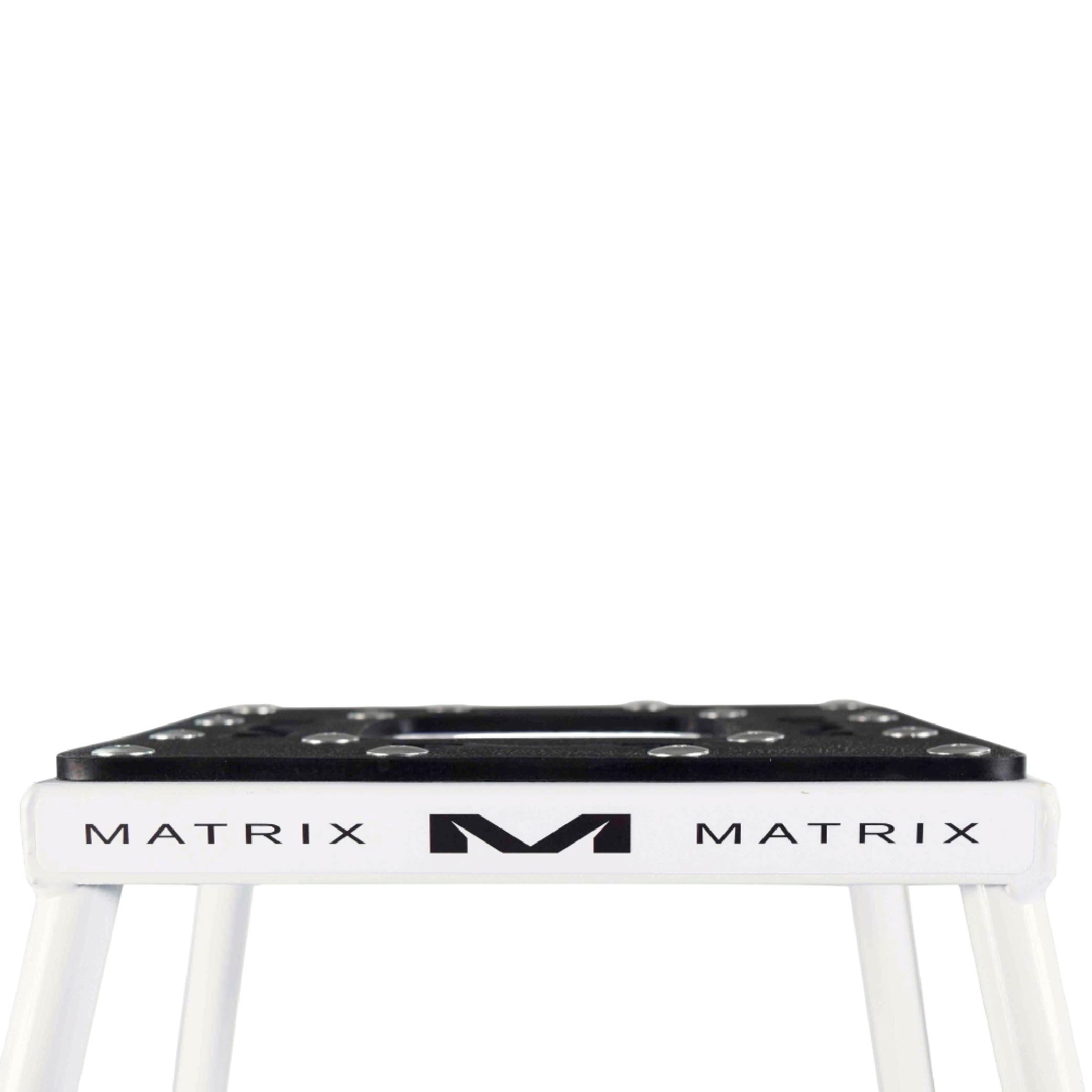 Matrix Concepts C1 Steel Stand /Mass Depot Sticker Pack - White | Heavy-Duty Carbon Steel Motorcycle Lift | 300 lb Capacity Motocross Dirt Bike Stand | Non-Slip Rubber Top