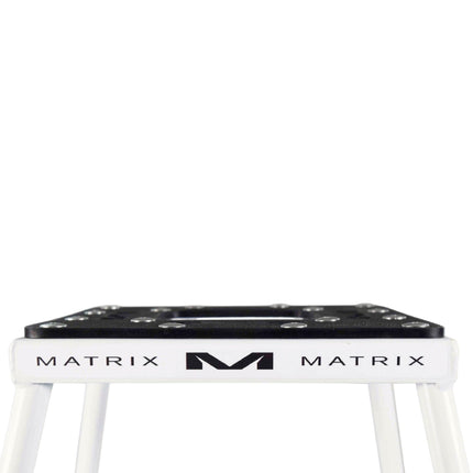 Matrix Concepts C1 Steel Stand /Mass Depot Sticker Pack - White | Heavy-Duty Carbon Steel Motorcycle Lift | 300 lb Capacity Motocross Dirt Bike Stand | Non-Slip Rubber Top