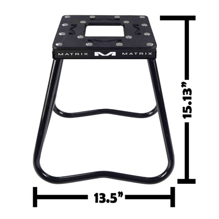 Matrix Concepts C1 Steel Stand /Mass Depot Sticker Pack - Black | Heavy-Duty Carbon Steel Motorcycle Lift | 300 lb Capacity Motocross Dirt Bike Stand | Non-Slip Rubber Top