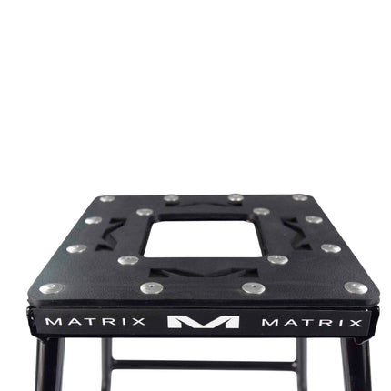 Matrix Concepts C1 Steel Stand /Mass Depot Sticker Pack - Black | Heavy-Duty Carbon Steel Motorcycle Lift | 300 lb Capacity Motocross Dirt Bike Stand | Non-Slip Rubber Top