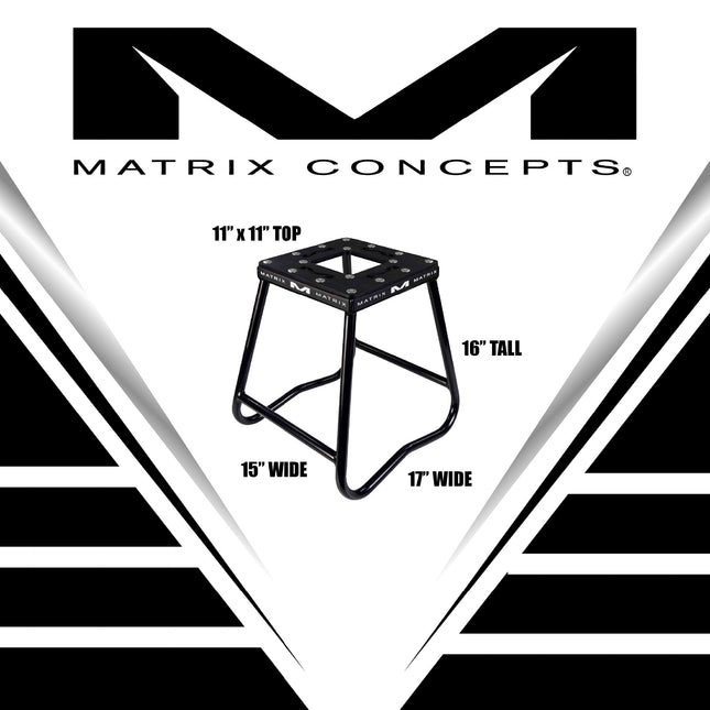 Matrix Concepts C1 Steel Stand - Black | Heavy-Duty Carbon Steel Motorcycle Lift | 300 lb Capacity Motocross Dirt Bike Stand | Non-Slip Rubber Top