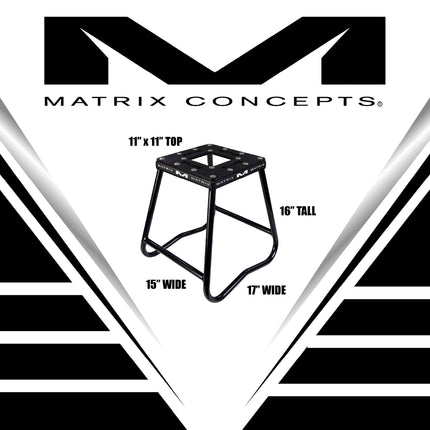 Matrix Concepts C1 Steel Stand - Black | Heavy-Duty Carbon Steel Motorcycle Lift | 300 lb Capacity Motocross Dirt Bike Stand | Non-Slip Rubber Top