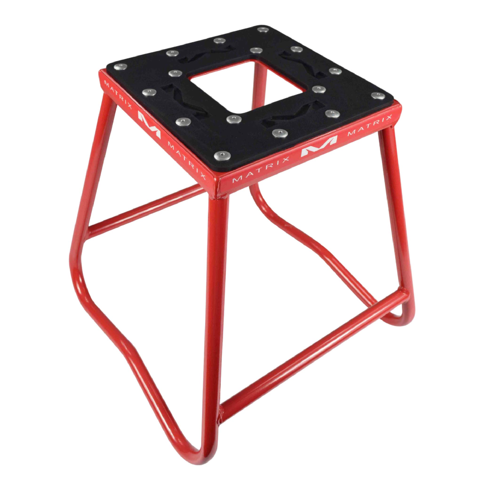 Matrix Concepts C1 Steel Stand /Mass Depot Sticker Pack - Red | Heavy-Duty Carbon Steel Motorcycle Lift | 300 lb Capacity Motocross Dirt Bike Stand | Non-Slip Rubber Top