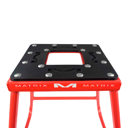 Matrix Concepts C1 Steel Stand /Mass Depot Sticker Pack - Red | Heavy-Duty Carbon Steel Motorcycle Lift | 300 lb Capacity Motocross Dirt Bike Stand | Non-Slip Rubber Top