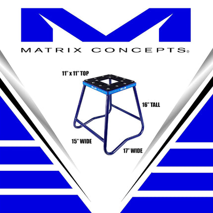 Matrix Concepts C1 Steel Stand /Mass Depot Sticker Pack - Blue | Heavy-Duty Carbon Steel Motorcycle Lift | 300 lb Capacity Motocross Dirt Bike Stand | Non-Slip Rubber Top
