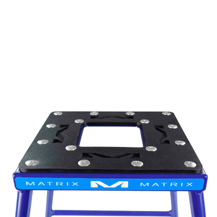 Matrix Concepts C1 Steel Stand /Mass Depot Sticker Pack - Blue | Heavy-Duty Carbon Steel Motorcycle Lift | 300 lb Capacity Motocross Dirt Bike Stand | Non-Slip Rubber Top