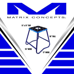 Matrix Concepts C1 Steel Stand - Blue | Heavy-Duty Carbon Steel Motorcycle Lift | 300 lb Capacity Motocross Dirt Bike Stand | Non-Slip Rubber Top