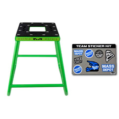 Matrix Concepts C1 Steel Stand /Mass Depot Sticker Pack - Green| Heavy-Duty Carbon Steel Motorcycle Lift | 300 lb Capacity Motocross Dirt Bike Stand | Non-Slip Rubber Top