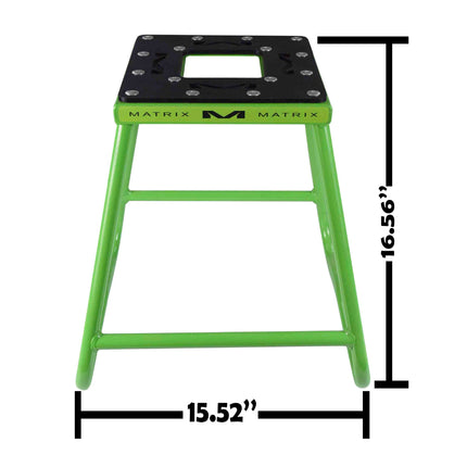 Matrix Concepts C1 Steel Stand /Mass Depot Sticker Pack - Green| Heavy-Duty Carbon Steel Motorcycle Lift | 300 lb Capacity Motocross Dirt Bike Stand | Non-Slip Rubber Top
