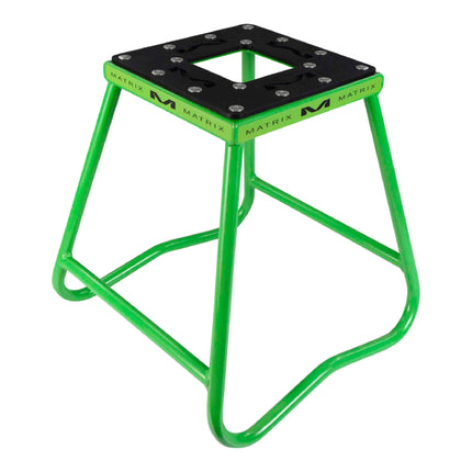 Matrix Concepts C1 Steel Stand /Mass Depot Sticker Pack - Green| Heavy-Duty Carbon Steel Motorcycle Lift | 300 lb Capacity Motocross Dirt Bike Stand | Non-Slip Rubber Top