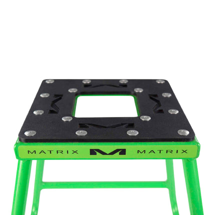 Matrix Concepts C1 Steel Stand /Mass Depot Sticker Pack - Green| Heavy-Duty Carbon Steel Motorcycle Lift | 300 lb Capacity Motocross Dirt Bike Stand | Non-Slip Rubber Top