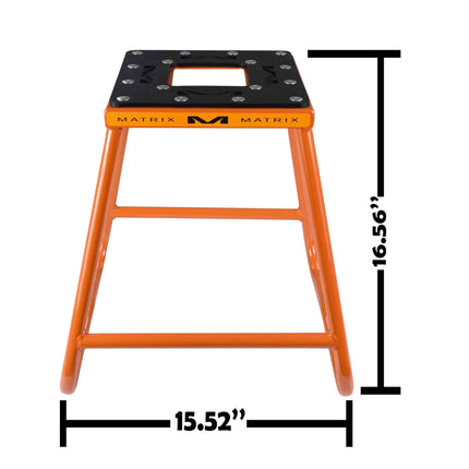 Matrix Concepts C1 Steel Stand /Mass Depot Sticker Pack - Orange| Heavy-Duty Carbon Steel Motorcycle Lift | 300 lb Capacity Motocross Dirt Bike Stand | Non-Slip Rubber Top