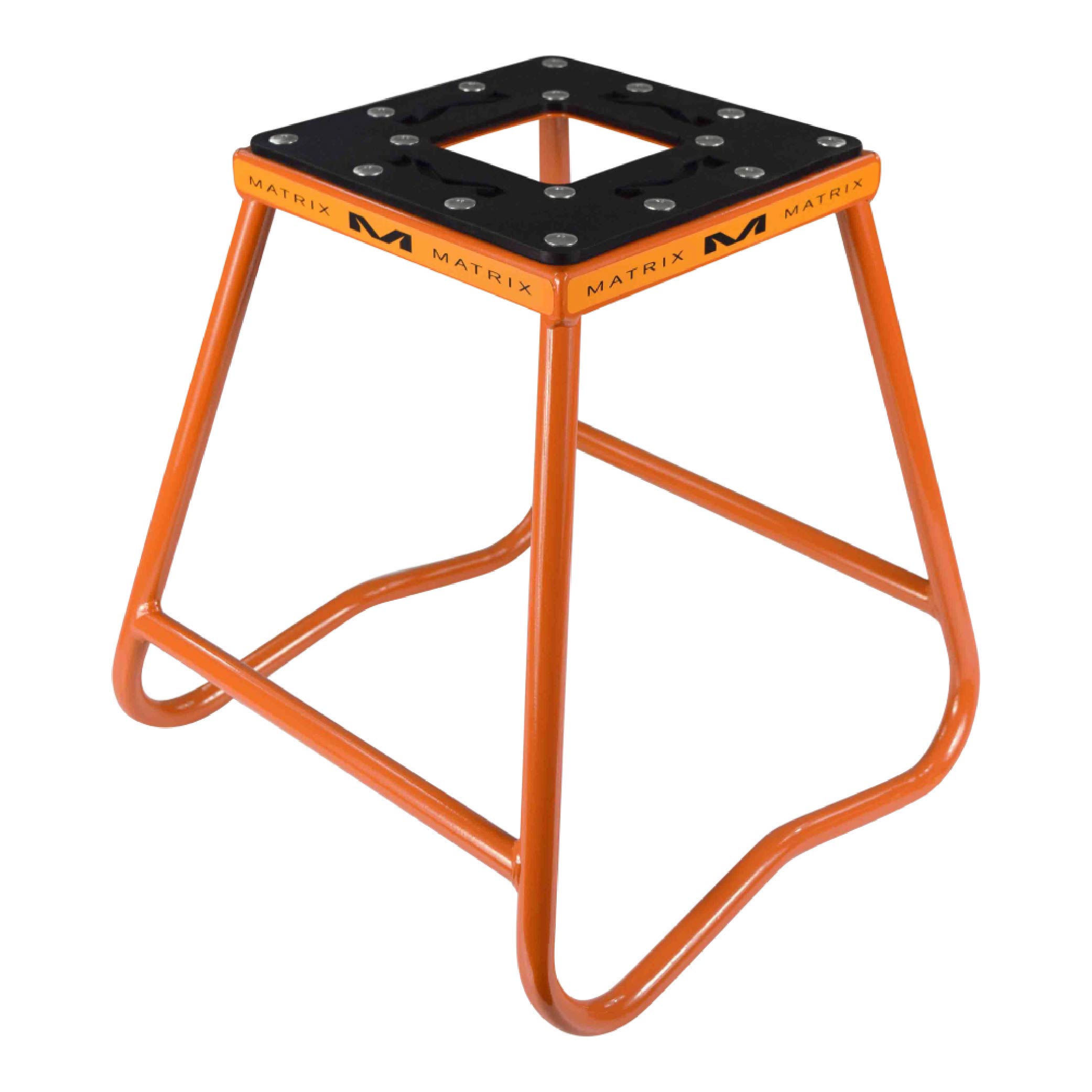Matrix Concepts C1 Steel Stand /Mass Depot Sticker Pack - Orange| Heavy-Duty Carbon Steel Motorcycle Lift | 300 lb Capacity Motocross Dirt Bike Stand | Non-Slip Rubber Top