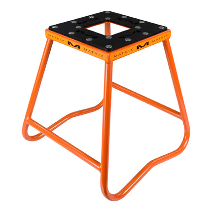 Matrix Concepts C1 Steel Stand /Mass Depot Sticker Pack - Orange| Heavy-Duty Carbon Steel Motorcycle Lift | 300 lb Capacity Motocross Dirt Bike Stand | Non-Slip Rubber Top