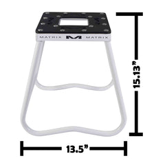 Matrix Concepts C1 Mini Steel Stand /Mass Depot Sticker Pack - White | Heavy-Duty Carbon Steel Youth Motocross Lift | 150 lb Capacity | Non-Slip Rubber Top