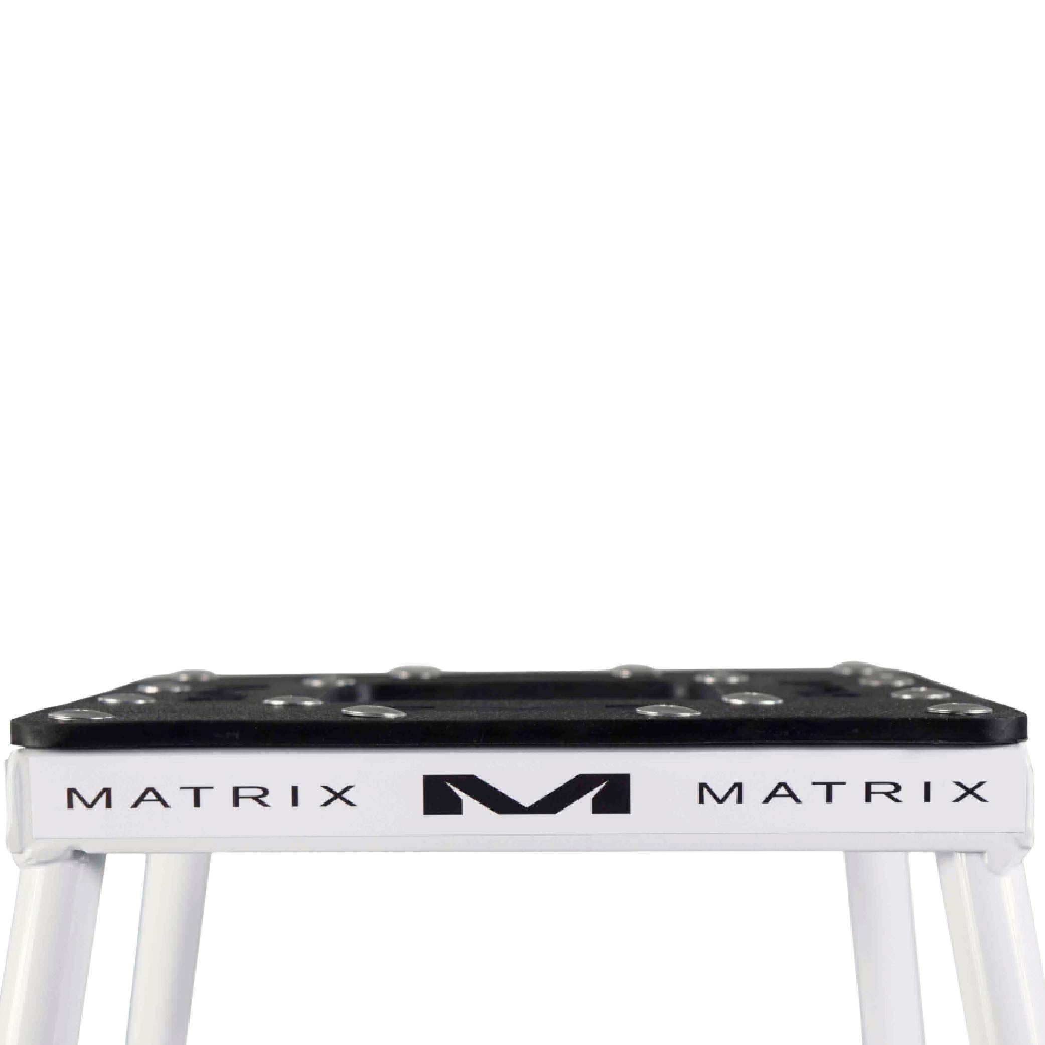 Matrix Concepts C1 Mini Steel Stand /Mass Depot Sticker Pack - White | Heavy-Duty Carbon Steel Youth Motocross Lift | 150 lb Capacity | Non-Slip Rubber Top