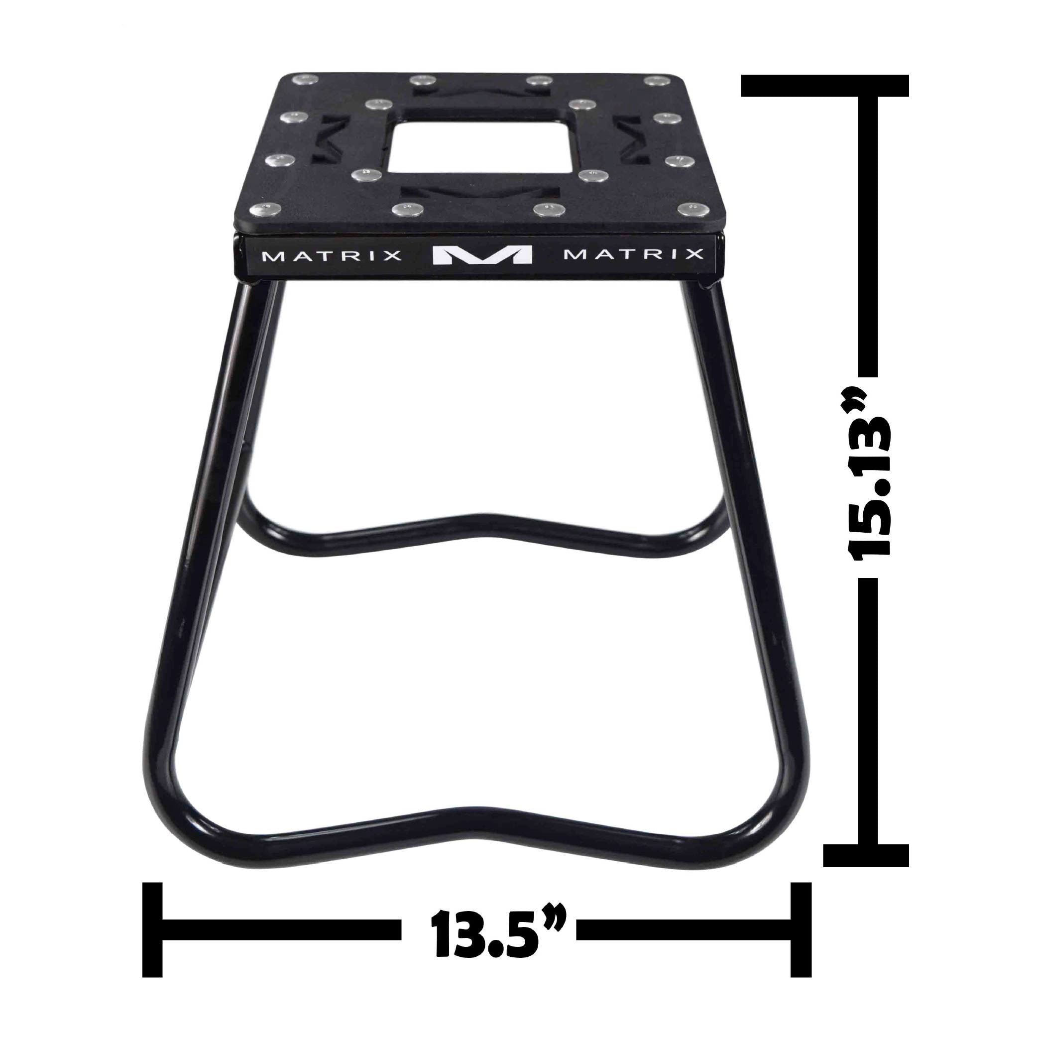 Matrix Concepts C1 Mini Steel Stand /Mass Depot Sticker Pack- Black | Heavy-Duty Carbon Steel Youth Motocross Lift | 150 lb Capacity | Non-Slip Rubber Top