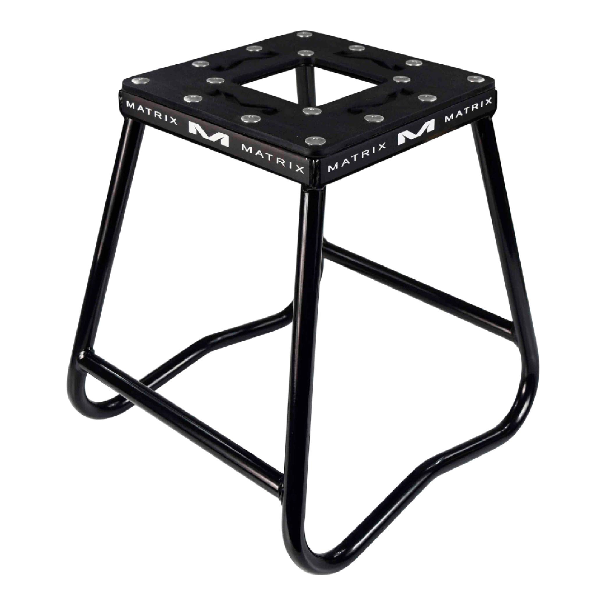 Matrix Concepts C1 Mini Steel Stand /Mass Depot Sticker Pack- Black | Heavy-Duty Carbon Steel Youth Motocross Lift | 150 lb Capacity | Non-Slip Rubber Top