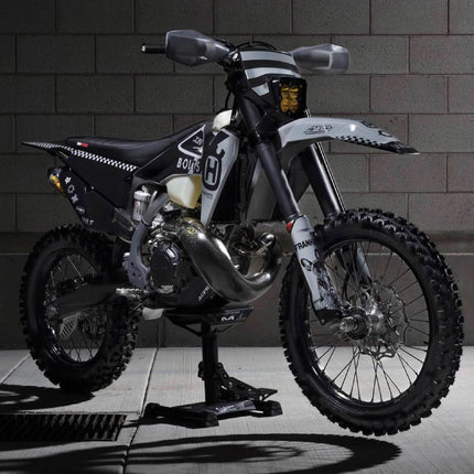 Matrix Concepts LS-ONE Lift Stand /Mass Depot Sticker Pack - White | Foot-Operated 500 lb Motorcycle Lift | Carbon Steel Motocross Dirt Bike Jack | Self-Locking Pedal & Wide Platform w/ Carry Handles