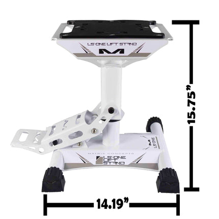 Matrix Concepts LS-ONE Lift Stand - White | Foot-Operated 500 lb Motorcycle Lift | Carbon Steel Motocross Dirt Bike Jack | Self-Locking Pedal & Wide Platform with Carry Handles