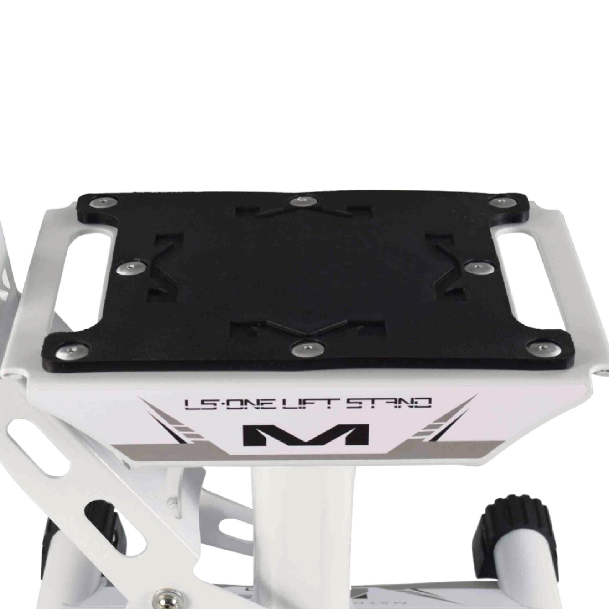 Matrix Concepts LS-ONE Lift Stand - White | Foot-Operated 500 lb Motorcycle Lift | Carbon Steel Motocross Dirt Bike Jack | Self-Locking Pedal & Wide Platform with Carry Handles