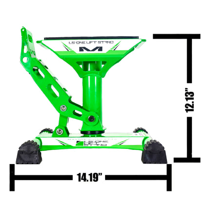 Matrix Concepts LS-ONE Lift Stand /Mass Depot Sticker Pack - Green | Foot-Operated 500 lb Motorcycle Lift | Carbon Steel Motocross Dirt Bike Jack | Self-Locking Pedal & Wide Platform w/ Carry Handles
