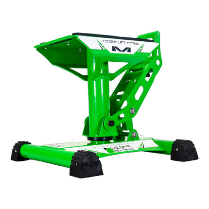 Matrix Concepts LS-ONE Lift Stand /Mass Depot Sticker Pack - Green | Foot-Operated 500 lb Motorcycle Lift | Carbon Steel Motocross Dirt Bike Jack | Self-Locking Pedal & Wide Platform w/ Carry Handles