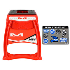Matrix Concepts M64 Elite Stand /Mass Depot Sticker Pack- Red-Lightweight Polycarbonate Composite Motocross Lift | 10 lb Ultra-Light Design | Anti-Flex Support, Extra-Wide Feet & Customizable Panels