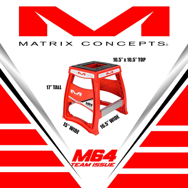 Matrix Concepts M64 Elite Stand /Mass Depot Sticker Pack- Red-Lightweight Polycarbonate Composite Motocross Lift | 10 lb Ultra-Light Design | Anti-Flex Support, Extra-Wide Feet & Customizable Panels